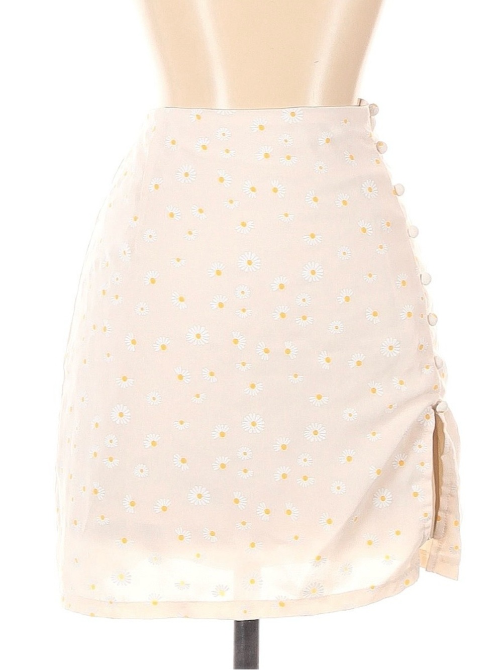 Princess Polly Cream Ditsy Daisy Button Mini Skirt